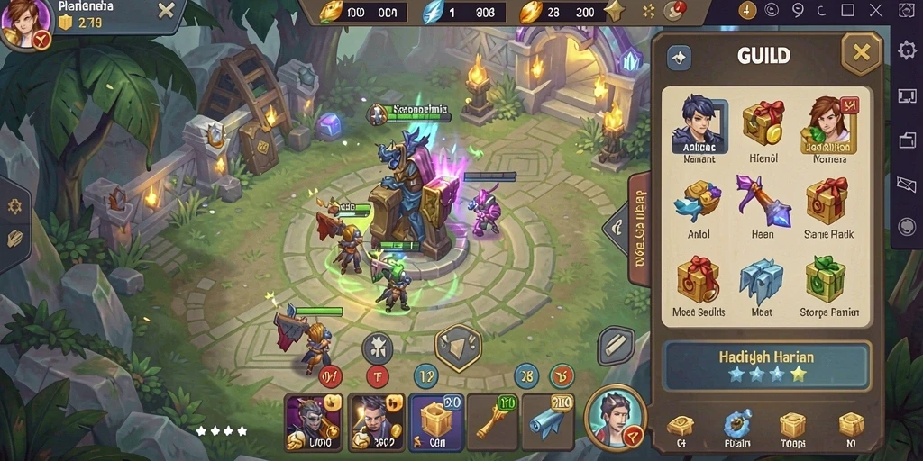 Interaksi sosial antara pemain dalam game.
